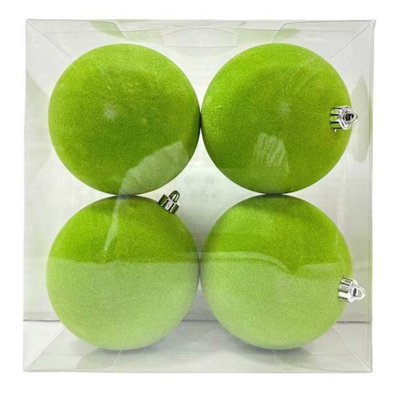 4-Count Dark Green Flocked Ornaments, 3.9″