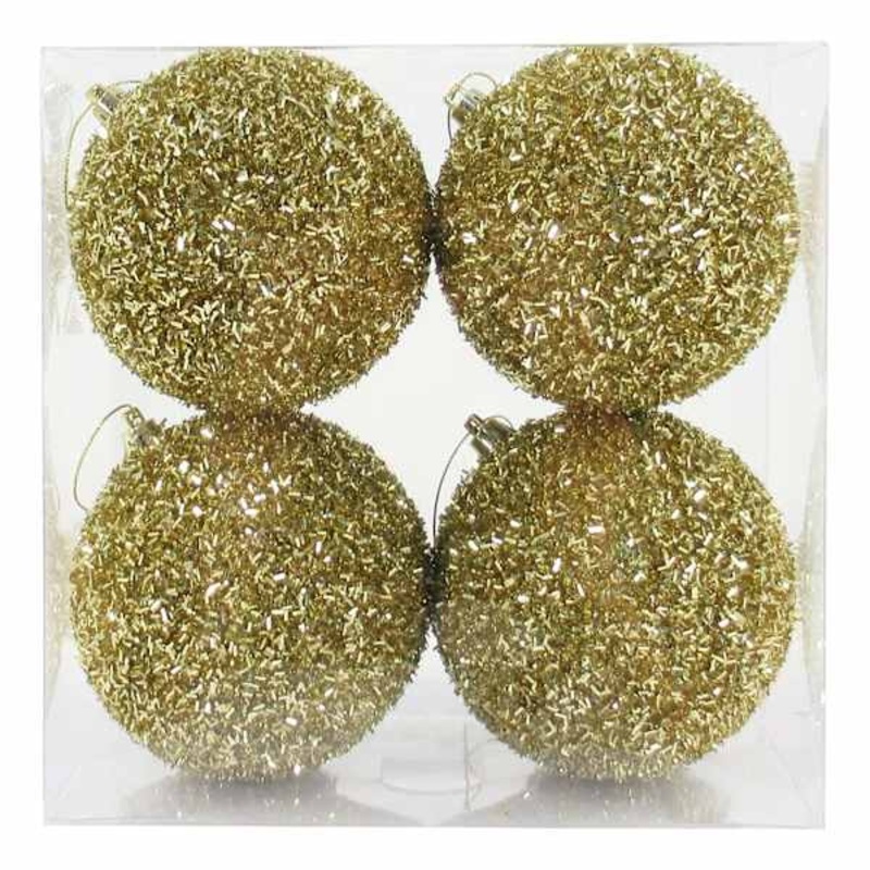 4-Count Gold Tinsel Ornaments, 3.9″