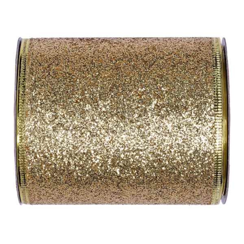 4″ Gold Glittered Ribbon, 5yd