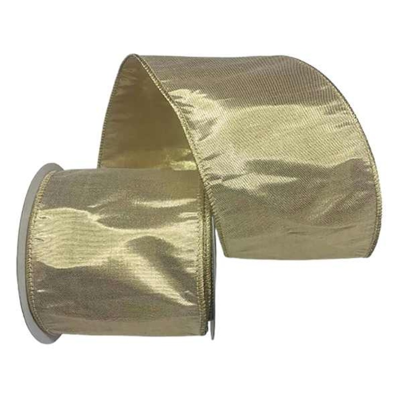 4″ Gold Metallic Dupion Ribbon, 5yd