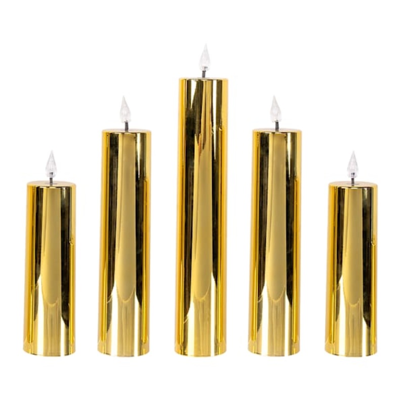 5-Pack Gold Plastic LED Taper Candles