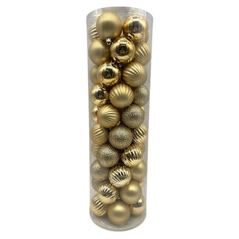 50-Count Gold Mix Shatterproof Ornaments
