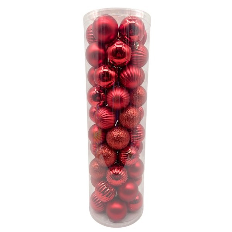50-Count Red Mix Shatterproof Ornaments