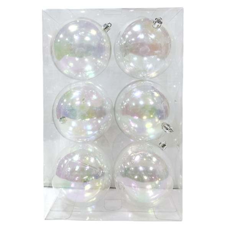 6-Count Iridescent Bubble Shatterproof Ornaments, 100mm