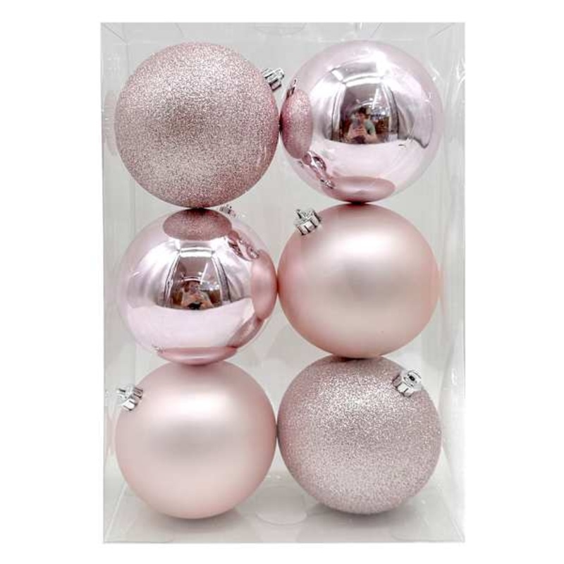 6-Count Pink Mix Shatterproof Ornaments, 100mm