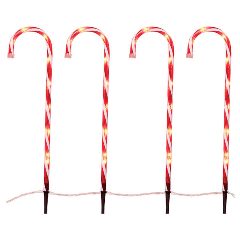 6-Count Pre-Lit Candy Canes with 54 Lights, 24″