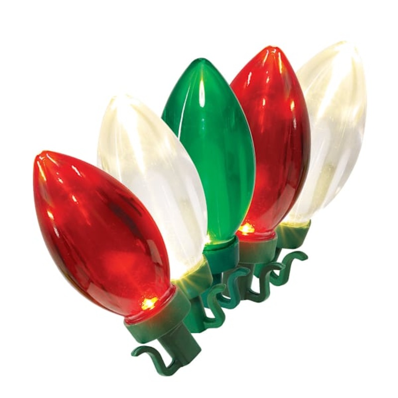 70-Count LED Transparent Red, Green & Warm White C9 String Light Reel