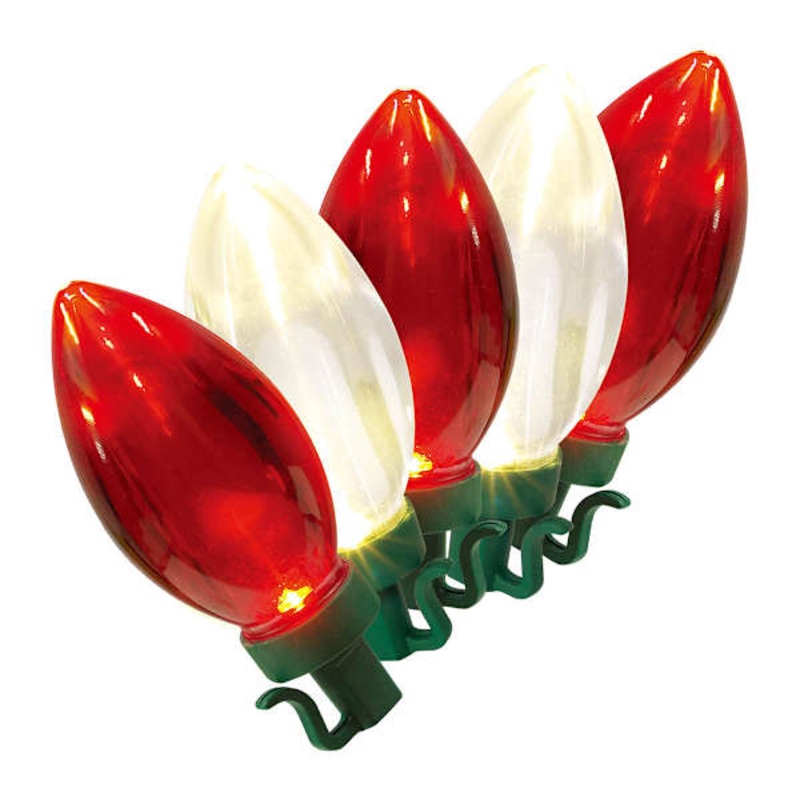 70-Count LED Transparent Red & Warm White C9 String Light Reel