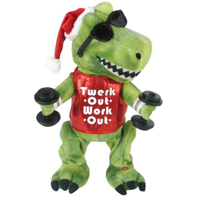 Animated Christmas Plush T-Rex, 13″