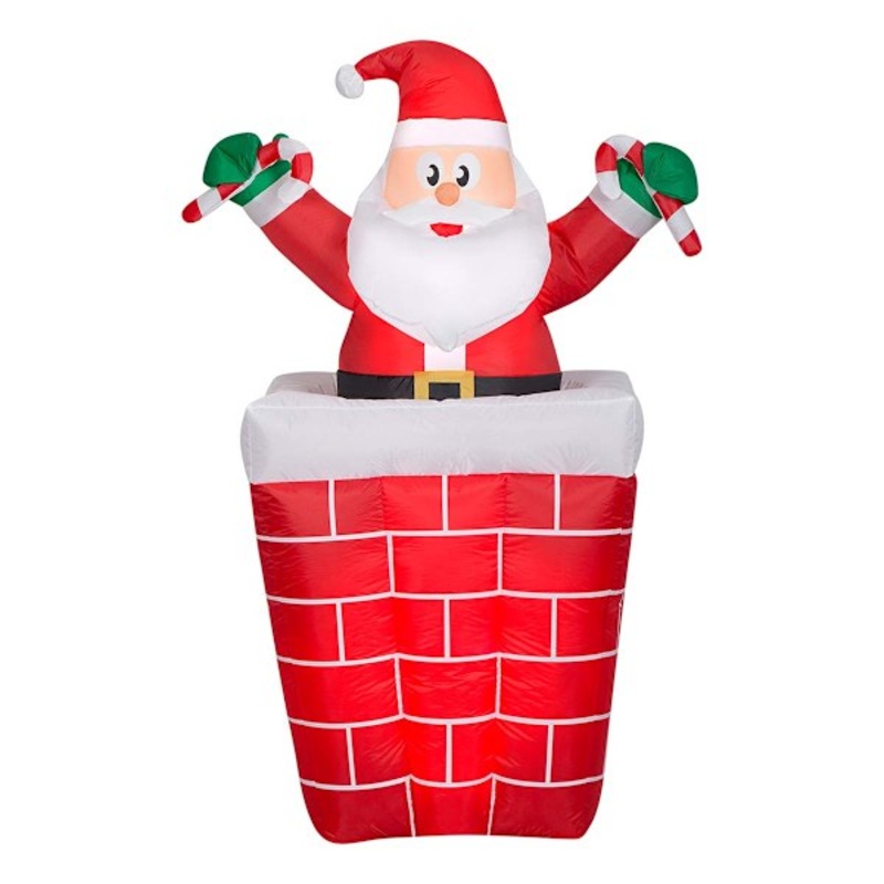 Animated Pop-Up Santa in Chimney Christmas Inflatable, 5′