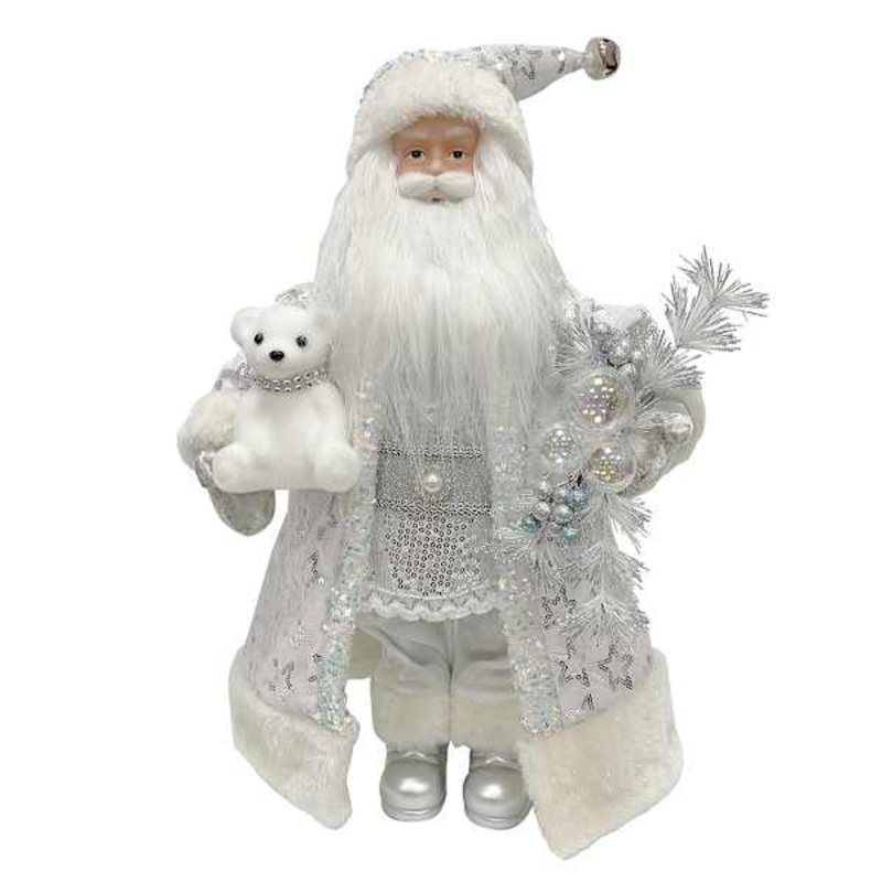 Arctic Wonderland Porcelain Head Santa with Bear, 18″