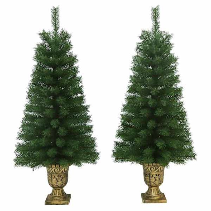 (A5) 2-Piece Pre-Lit Summit Fir Christmas Tree Porch Set, 4′