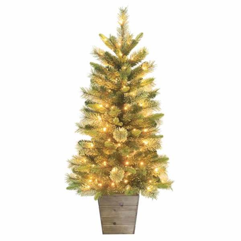(A7) Pre-Lit Mixed Holiday Pine Porch Christmas Tree, 4′