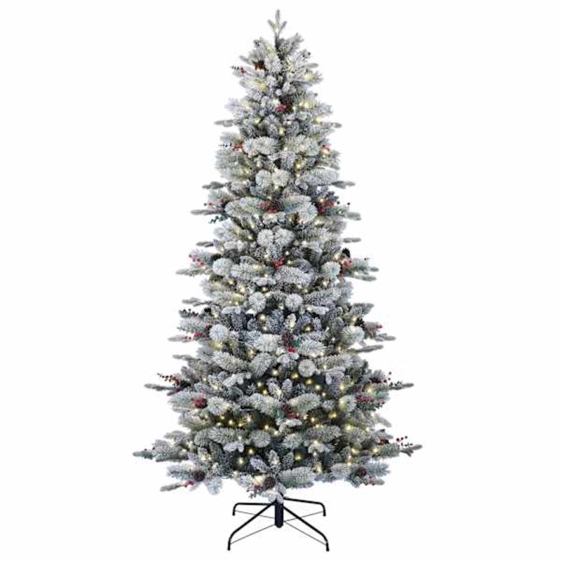 (B16) Pre-Lit Frosted Aspen Pine Christmas Tree, 7.5′