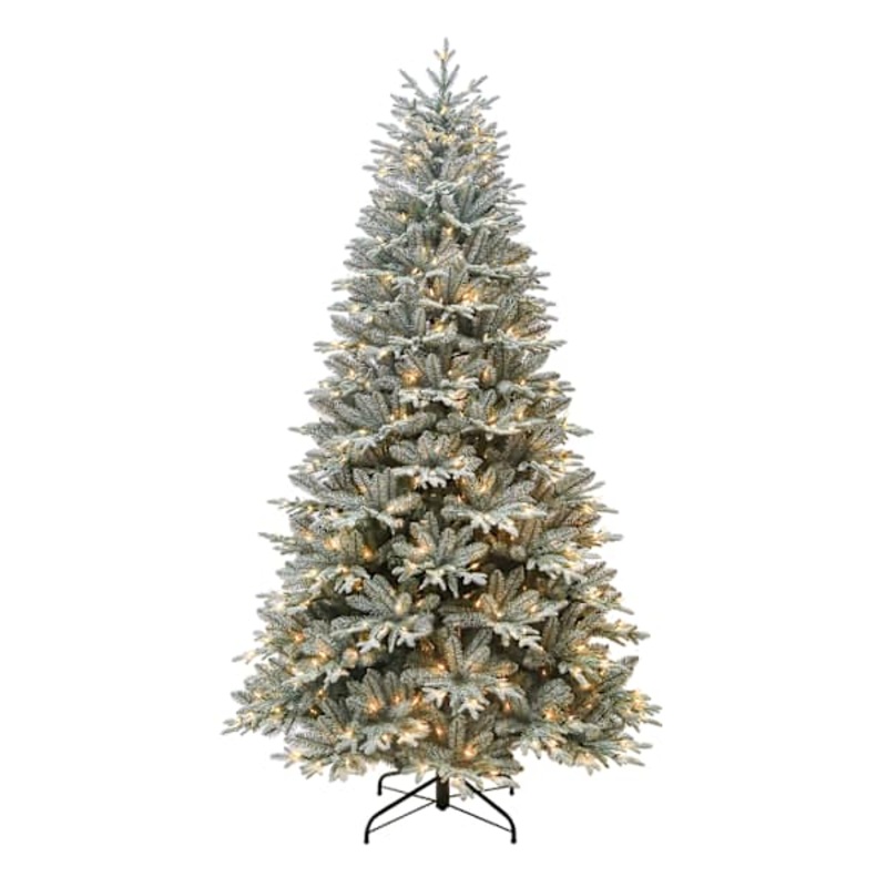 (B18) Snowy Dot Glittered Blue Spruce Christmas Tree, 7.5′
