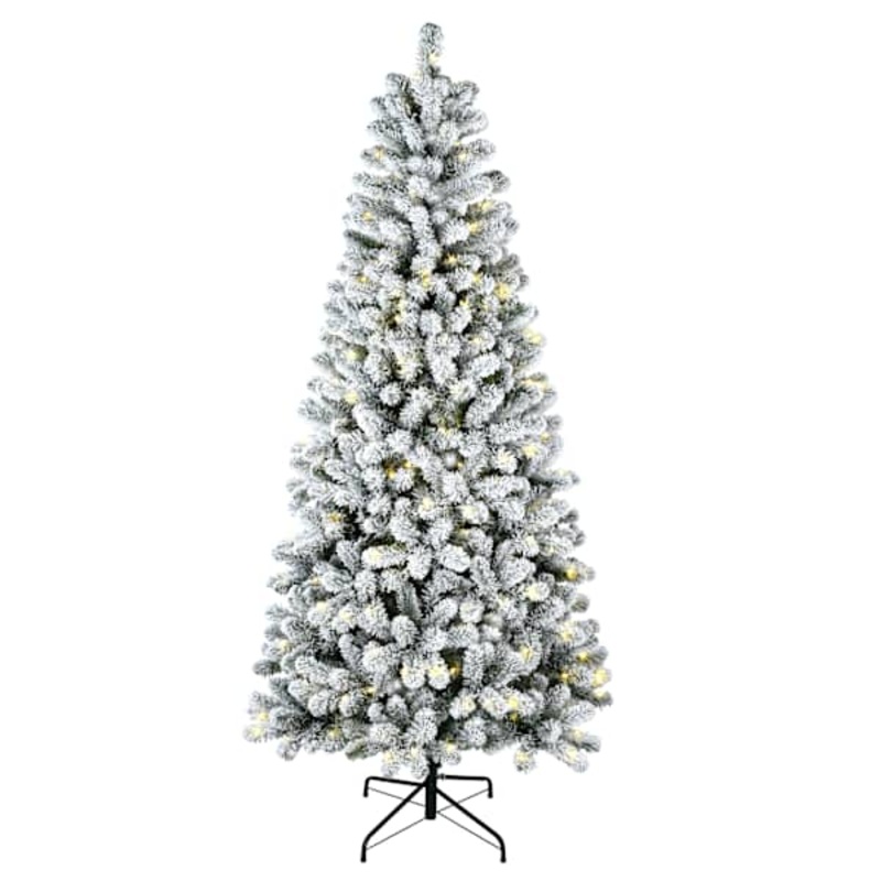 (B2) Pre-Lit Flocked Granger Fir Christmas Tree, 7′