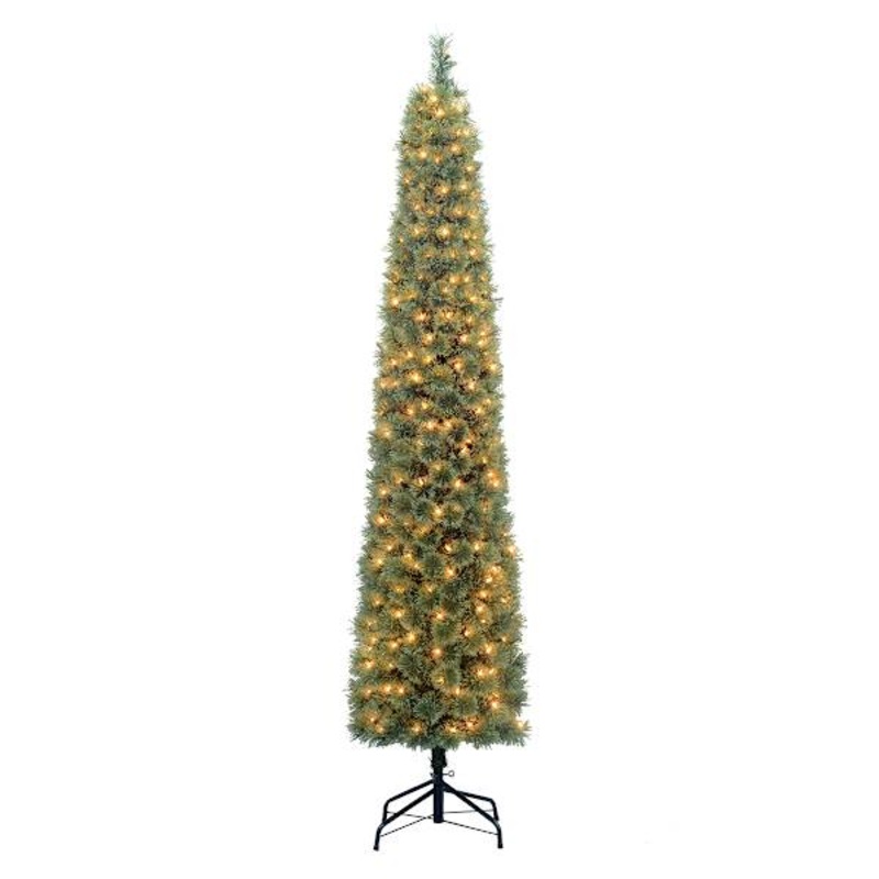 (B20) Pre-Lit Slim Cashmere Pencil Pine Christmas Tree, 7′