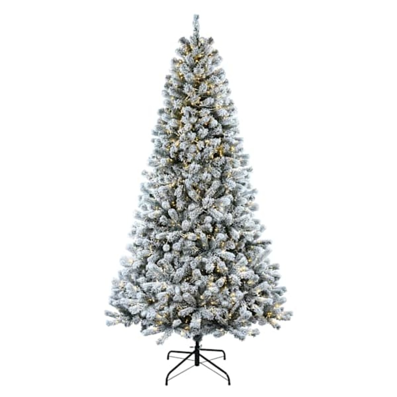 (B36) Pre-Lit Flocked Anderson Spruce Tree, 7′
