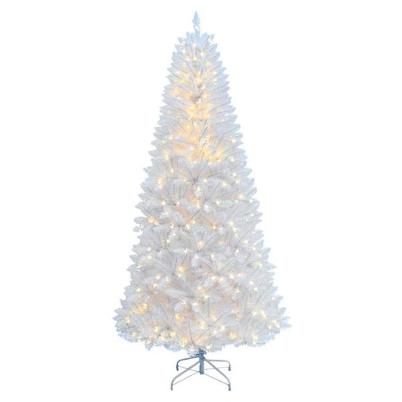 (B6) Pre-Lit LED White Iridescent Fir Christmas Tree, 7′