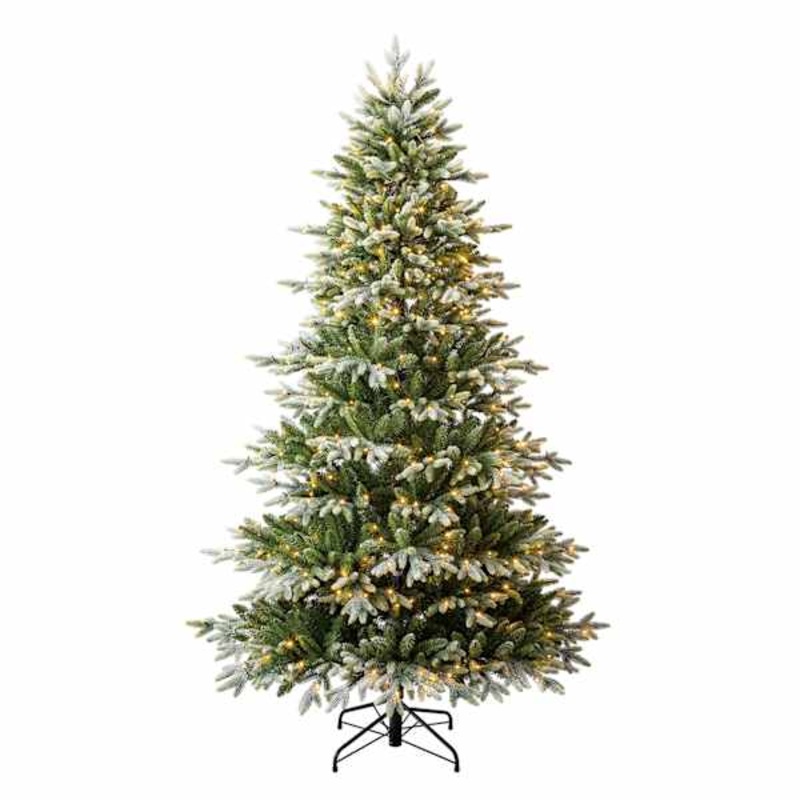 (B9) Pre-Lit Flocked Glenco Spruce Christmas Tree, 7.5′