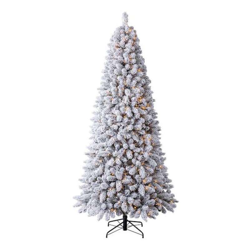 (C4) Pre-Lit LED Flocked Wilson Pine Christmas Tree, 9′