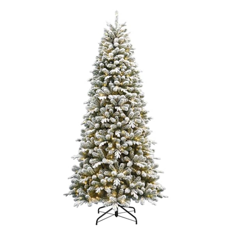 (C5) Pre-Lit Flocked Alberta Spruce Tree, 9′