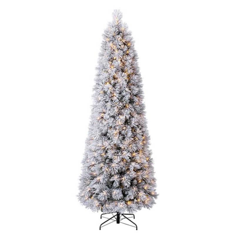 (C8) Pre-Lit Flocked Pheonix Pine Christmas Tree, 9′