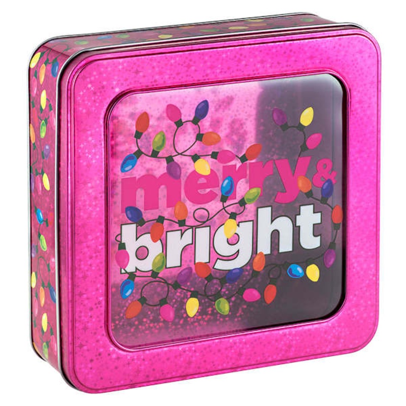 Sparkle Merry & Bright Square Window Gift Tin