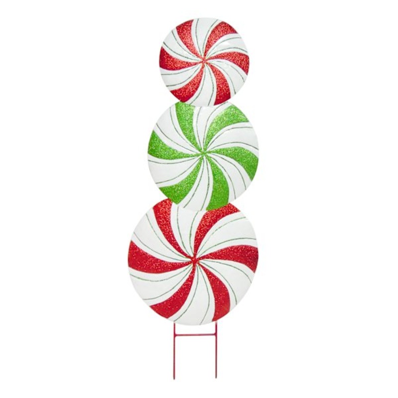 Stacked Peppermints Yard Stake, 36″