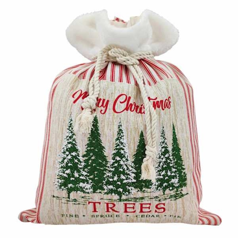 Striped Christmas Tree Gift Sack, 14×17