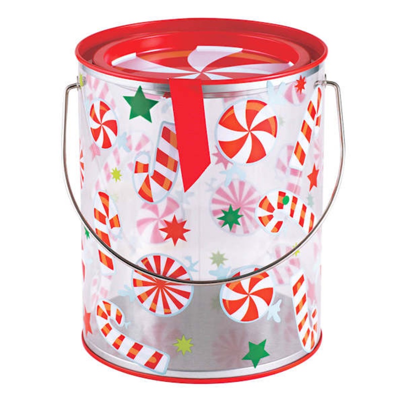 Tall Clear Candy Cane Tin