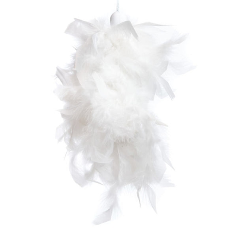 White Feather Tassel Ornament, 8″