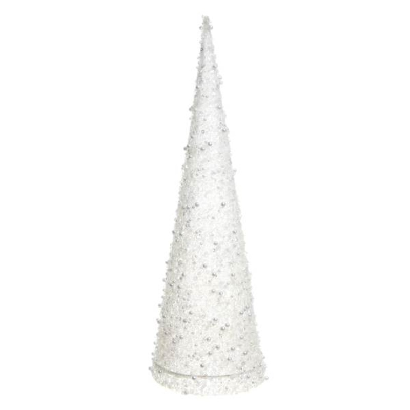 White Glitter & Beaded Table Top Tree, 18.5″