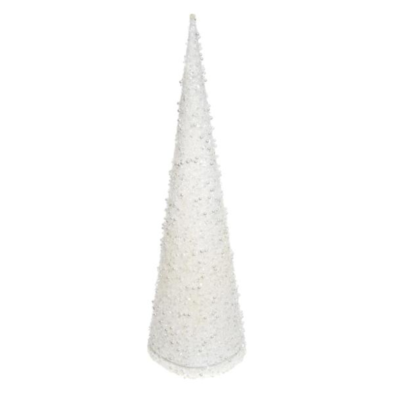 White Glitter & Beaded Table Top Tree, 24″