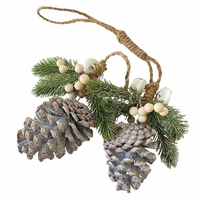 White Pinecone Ornament, 21.7″
