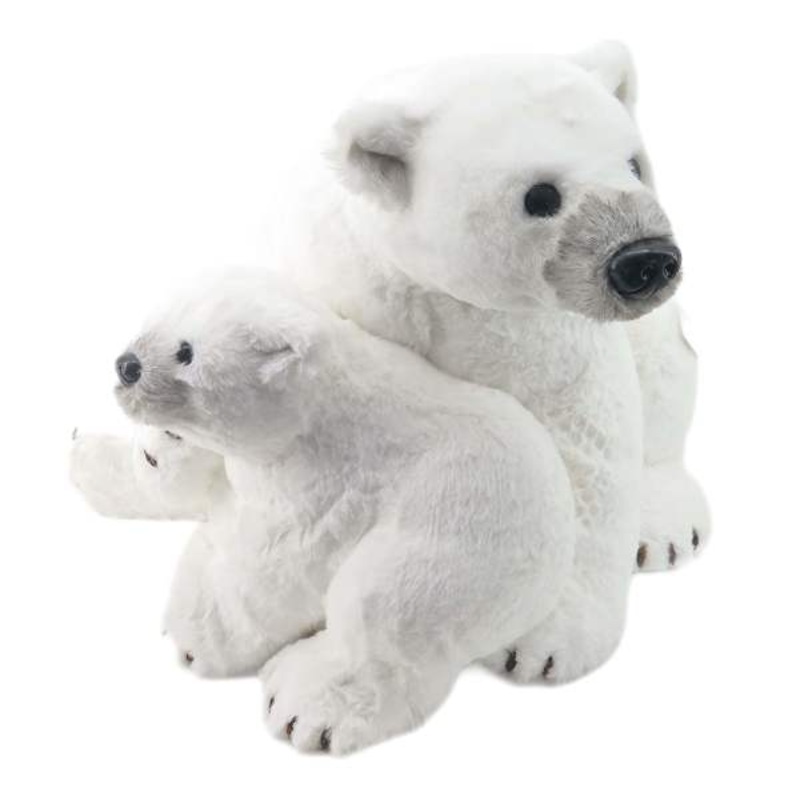 White Polar Bear with Baby, 18″