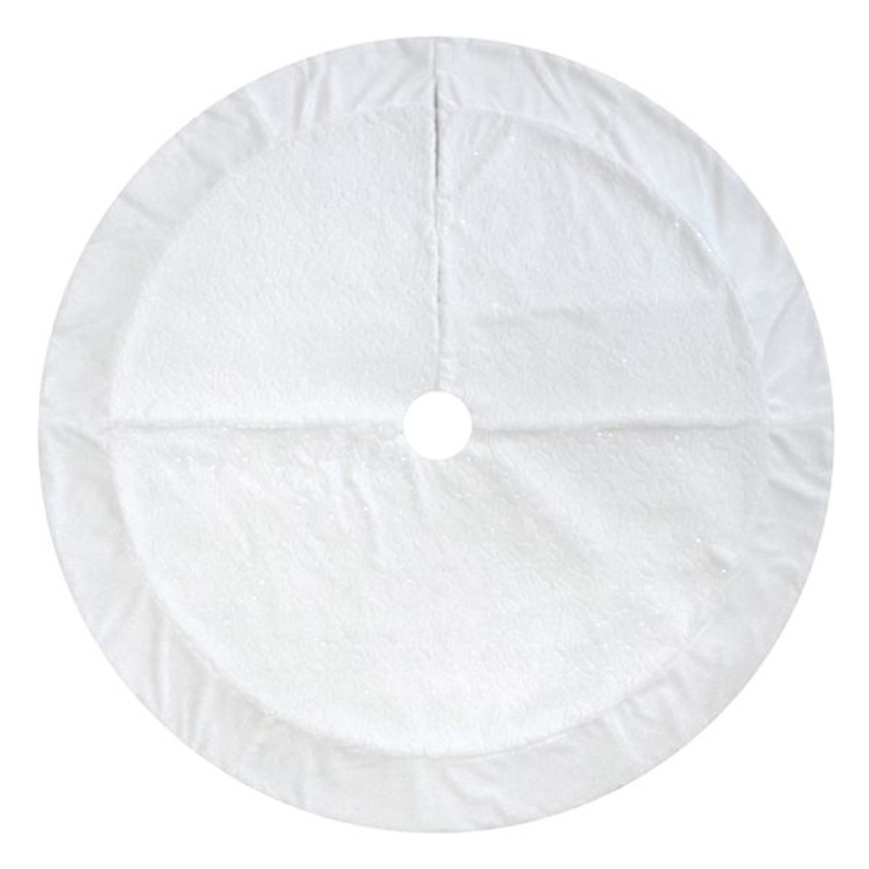 White Sequin Faux Fur Tree Skirt, 72″