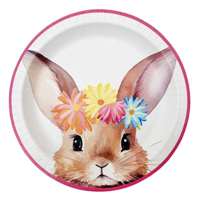 12-Count Floral Bunny Paper Plates, 10″