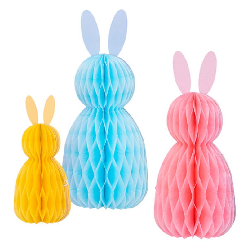 3-Count Pastel Honeycomb Easter Bunnies