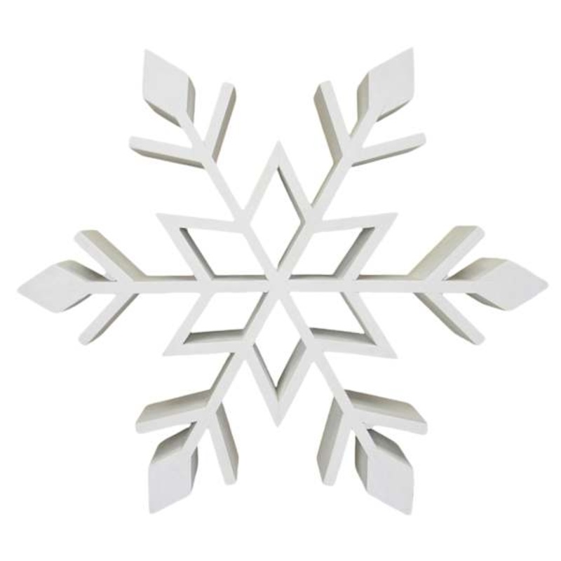 White Wood Snowflake, 15″