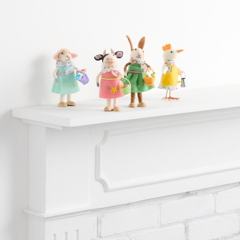 Wool Spring Farmers Market Critters Decor Set of 4