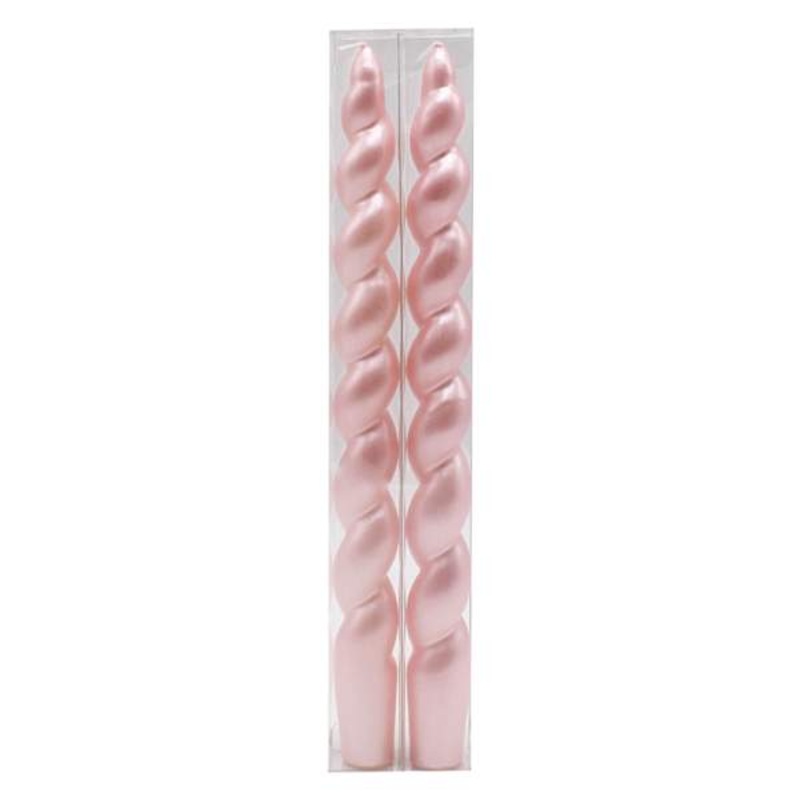 2-Pack Pink Twisted Taper Candles