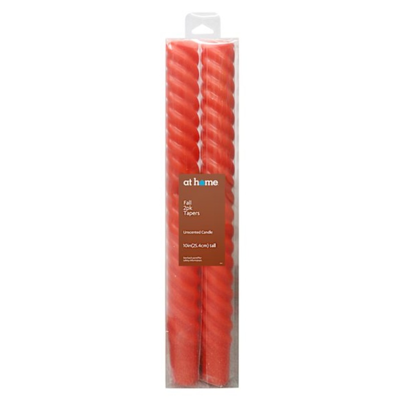 2-Pack Red Unscented Twisted Taper Candles, 10″