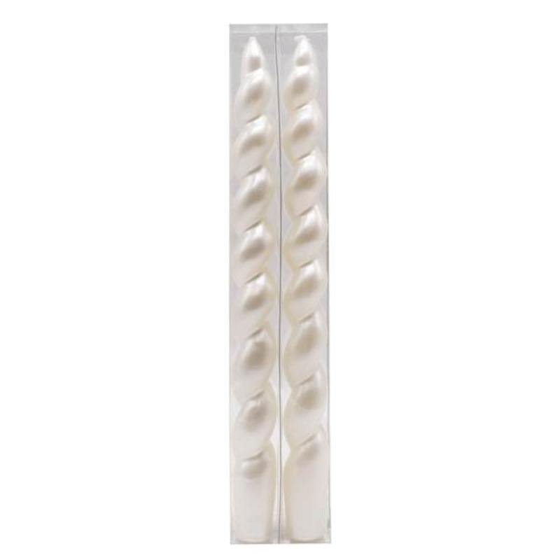 2-Pack White Twisted Taper Candles