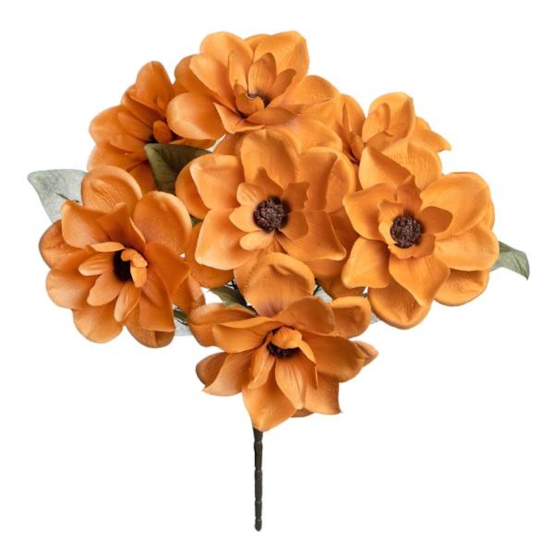7-Head Yellow Magnolia Floral Spray, 20″