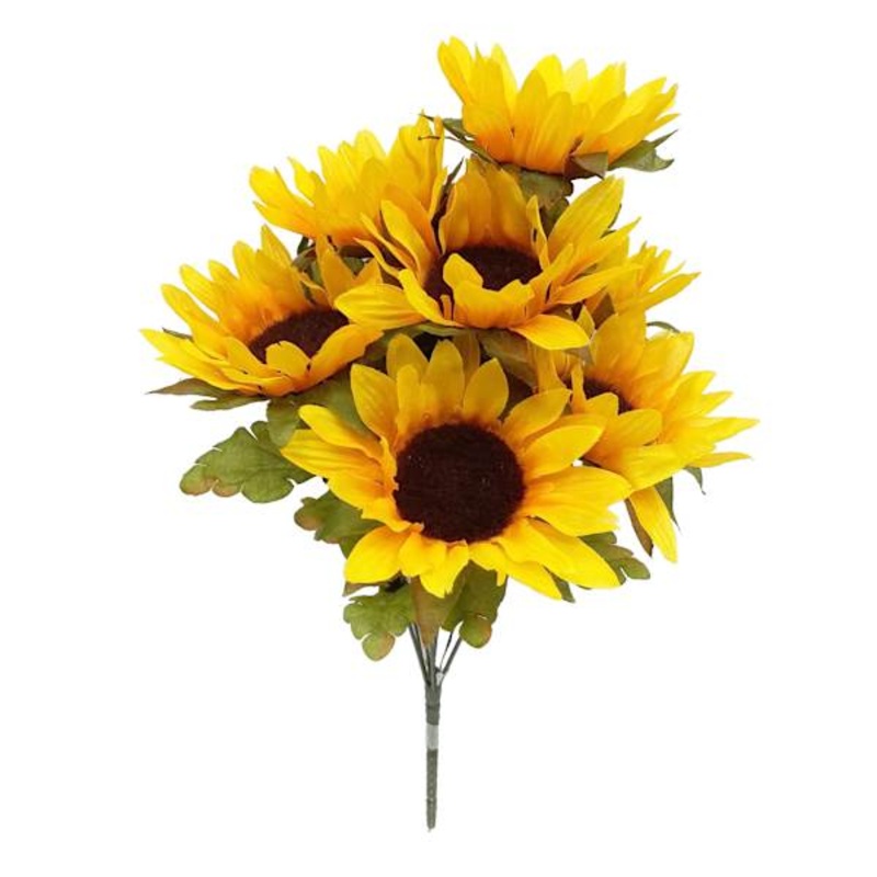 9-Head Yellow Sunflower Bush, 18″