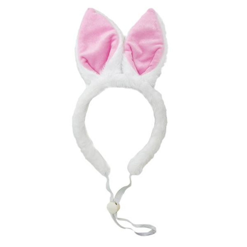 White Bunny Ear Headband, Small/Medium
