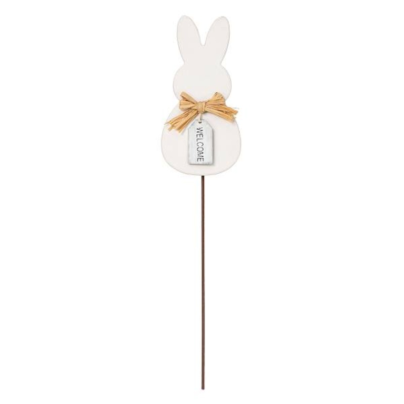 White Easter Bunny Garden Pick, 14″