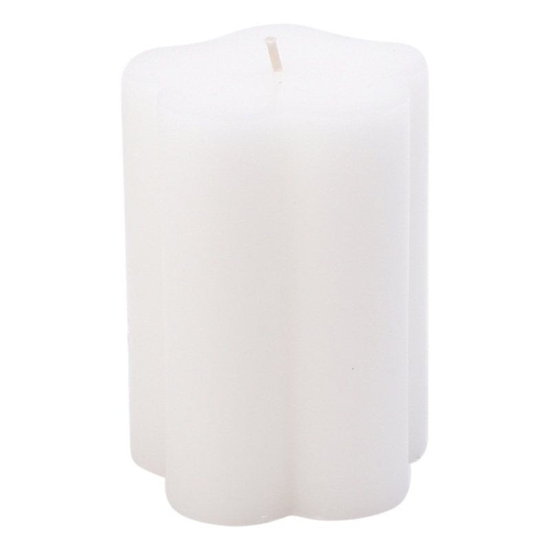 White Flower Pillar Candle, 3×4