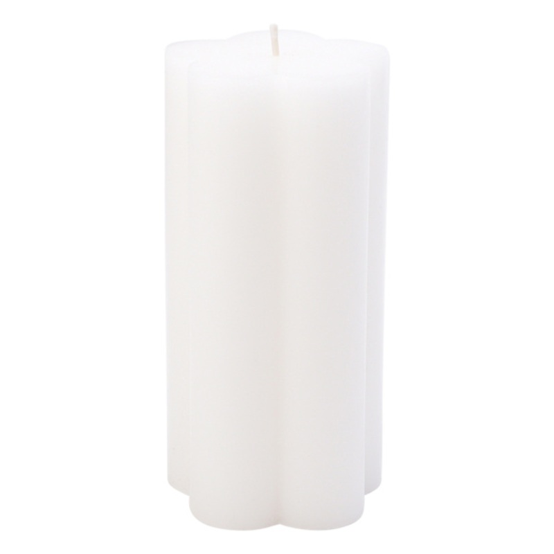 White Flower Pillar Candle, 3×6